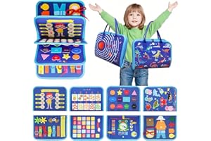 CLOMNPE Busy Board for Toddlers, Montessori Sensory Activities Car Airplane Travel Toys, Preschool Educational Learning Board for Fine Motor Skills Toddler Toys for Kids Girls Boys Gift