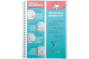 Clairefontaine 161820C Un Carnet de Vocabulaire Koverbook Incolore - A5 14,8x21 cm - 100 Pages Lignées avec Marge + 2 Rabats et 4 Languettes Amovibles - Papier Blanc 90 g - Couverture Polypro