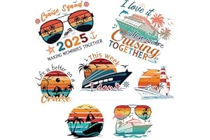 JoyAura Family Cruise Door Decorations - 7 Pcs 2025 Large Cruise Squad Magnetic Stickers Decals Retro Stateroom Door Magnets for Party Supplies Holiday Carnival Ship Cabin Fridge Decoration