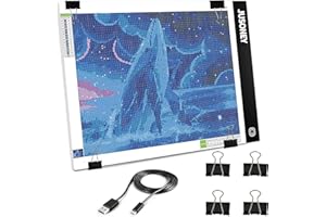 JUSONEY Diamond Painting Leuchttisch B4 Light Pad Zubehör Zeichentisch zum Zeichnen Skizzieren Malen Animation mit 4 Befestigungsclips