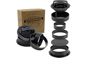 RIIJK Pressa Hamburger e Pressa Stampa di Burger | +100 Carta Antiaderente | 4 Formati | Burger Ripiene e XXL | Pressa per Hamburger con Ricette