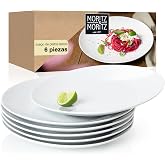 Moritz &amp; Moritz BASIC Modern 6 People Dinnerware - &Oslash; 27 cm - White Porcelain Dinnerware - Set of 6 Dinner Plates - Dinnerware