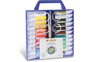 PRIMO - Valigetta Colori per Bambini +3 Anni con Tempere, 22 Tubi da 12 ml + 2 Pennelli per Dipingere, Tavolozza Colori a Tempera Fine Pittura per Tessuti, Carta, Vetro, Lavoretti Creativi per Bambini