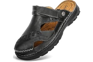 GURGER Sandali Uomo Pelle Estivi Punta Chiusa Sportivi Scarpe da Trekking Zoccoli Sabot