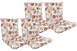 IL GRUPPONE PASSIONE CASA Set Cuscini Sedia Con Schienale Imbottiti Con Laccetti Banda Elastica Per Fissaggio Prodotto Italiano Sedie Poltrone Sdraio Reclinabili Cucina Giardino 40 x 80 Cm - LeafletsArancio - 4 Pezzi