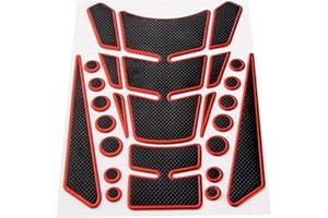 MTSOONING 3D Gas Fuel Tank Pad Protector Sticker Decal for Honda Yamaha Suzuki Kawasaki Red