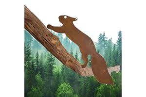 Esshogo Scoiattoli Arrugginiti, Metallo Arrugginito Scoiattolo, Scoiattolo arrugginito, Decorazioni giardino per esterno, Ruggine Decorazione-Scoiattolo da Giardino per Decorazione del Giardino