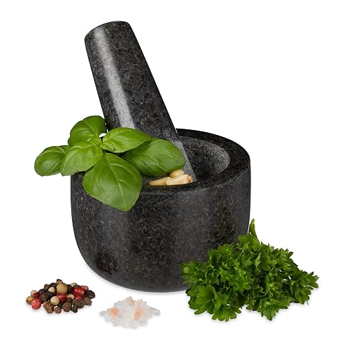 Relaxdays Granit-Mörser, Ø 8,5 cm