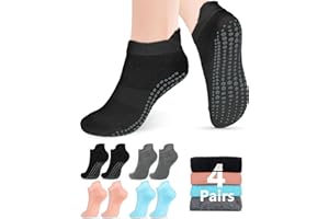 YOGINGO 4 Pares Calcetines Antideslizantes de Yoga Calcetines para Mujer Fit Yoga Pilates Ballet Low Top Calcetines Deportivos