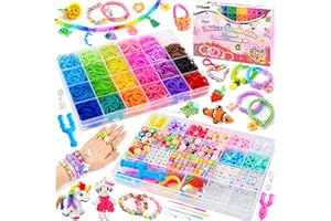 DIYLAND 24 Colors Loom Bands Kit, Bracelet Making Kits for Friendship Bracelet Kit, Craft Kit for Girls Ages 8-12, Included 19 Types Bead Set and Other All Accessories