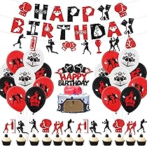 8 Centrotavola A Nido D'Ape Per Feste Boxe - Decorazioni Compleanno Rosso/Nero/Oro Con Pugili - Foto 9