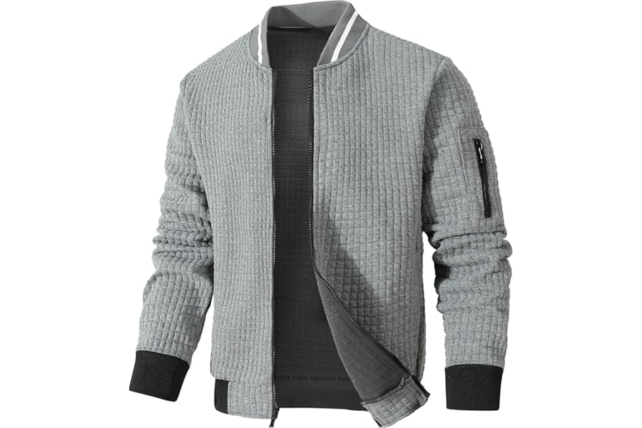 SAVKOOV Mens Lightweight Jacket Casual Bomber Jacket Varsity Coat