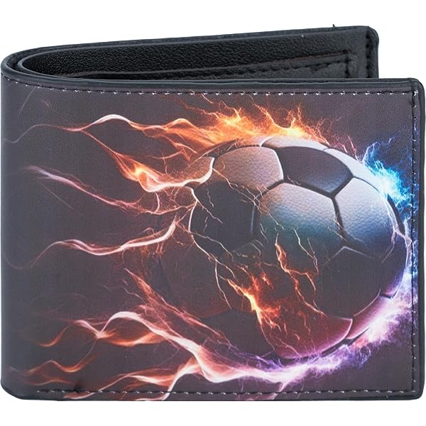 COEQINE Boys Wallet - Lightweight Trifold Money Organizer With Card Slots & Coin Pockets (Soccer Cyberpunk Style) - View #6