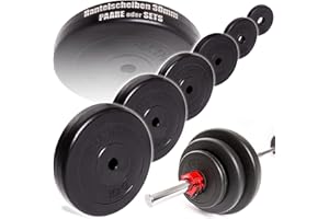 C.P. SPORTS C.P.Sports Hantelscheiben 30mm | Paare 0,5KG bis 20KG oder Sets 26KG / 52KG | Kunststoff mit Zementfüllung | Gewichte für Krafttraining, Fitness, Bodybuilding, Gewichtheben, Hanteltraining, Home Gym