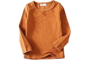 HAHANICE Boys Long Sleeve T Shirt Kids Plain Basic Girls Tops 2Y-7Y