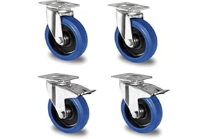 DELEX-ROLLEN Blue Wheels Transportrollen Ø 80mm, Blaue Rollen, Lenkrollen/Feststeller Bremse
