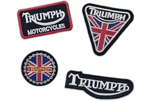 Ensemble de patchs brodés à repasser ou à coudre pour moto Triumph Biker Union Jack, Taille unique