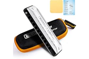 East top MAXWELL ST Blues Harmonica C, Professional Overblow and Bending 10 Holes MS030 Mouth Organ For All Levels Adults, Professional Players and Students