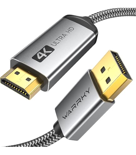 Adaptateur DisplayPort Vers HDMI JSAUX 4K - Gris, Compatible PC/TV/Projecteur