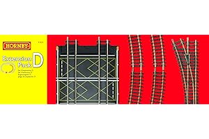 Titles Hornby R8224 OO Gauge Track Extension Pack D - Extra Track Pieces for Model Railway Sets, Model Train Track Pieces, Includes - Curves, LH Point, Buffer Stop & Double Level Crossing - Scale 1:76