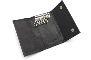 ODS:UK® NEW BLACK LEATHER KEYCHAINS POUCH BAG WALLET KEY CASE NOTE HOLDER