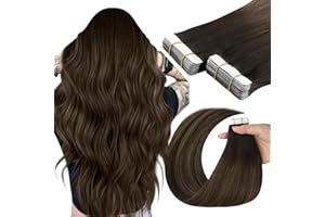 ‎YOUNGSEE YoungSee Tape Extensions Echthaar Ombre Echthaar Extensions Tape 45cm Tape in Extensions Braun Ombre Tape in Echthaar Extensions Tape Haarverlängerung Hair Extensions Tape in Glatt 50g 20pcs #2/2/6