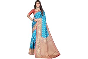 IMTRA FASHION Indischer Frauen Sari Aus Traditioneller Kunstseide Mit Ungestickter Bluse