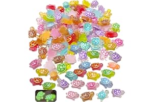 CVASNF 120 Stück Mini Schildkröten, 10 Farben Leuchtende Figuren Schildkröten Kleine Schildkröte Figuren aus Harz für Gartendeko DIY Micro Landschaft Szenen Heimdekorationen