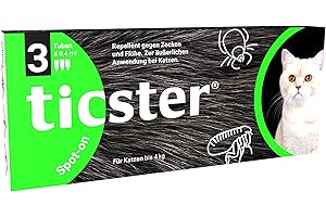 TICSTER Spot-on für Katzen bis 4 kg, Floh und Zeckenmittel, Inhalt: 3X 0,4ml, Schutzdauer: bis zu 12 Wochen (Lösung zum Auftropfen, effektives Flohmittel, natürlicher Wirkstoff)