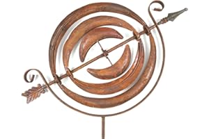 CRISPE HOME & GARDEN Metall Windrad 'drehende Kreise' - massives Windspiel Windmühle für den Garten - wetterfest und standfest - mit besten Kugellagern - aus Vollmetall mit Edelrost-Patina – Höhe 171 cm