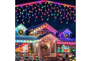 SOLARBABY Guirlande Lumineuse Exterieur Solaire, 14M 400LED Rideau Lumineux Noel Solaire, 19 Modes TéLéCommande IP65 éTanches, Décoration Noël Exterieur pour Jardins, Balcon, Fenêtre, Coloré