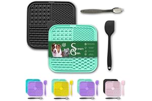 STANLEY GIBBS 2 Tapis de Leche pour Chien, Chat antidérapant avec ventouses + 1 spatule + 1 Brosse. 100% Silicone, sans BPA. Tapis XL pour faciliter Le Bain, Le toilettage, Le Dressage, réduit l'anxiété, l'ennuie