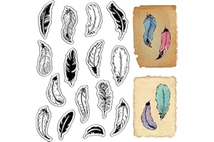 CRASPIRE Feather Rubber Stamp Vintage Transparent Clear Stamps Silicone Seals Stamp for DIY Scrapbooking Photo Album Decorative Cards Making Stamp Journal Decoration