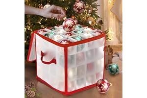 ZoneYan Caja de Almacenamiento de Bolas de Navidad, Caja para Guardar Adornos de Navidad, Caja Organizadora Adornos Navideños, 64 compartimentos, Almacenamiento perfecto, 30 x 30cm (Transparente)