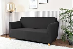 Homebliss Sofabezug 3 Sitzer, Sofa Überzug Stretch Universal Elastisch, Couch überzug Sofa Cover 3 Sitzer (180-220cm) Dunkelgrau
