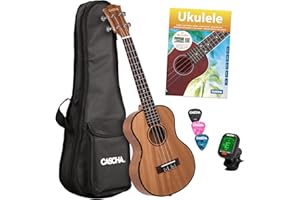 Cascha Tenor Ukulele Set Kinder Erwachsene I Ukulele Starter Kit 3 Plektren Tasche deutsches Lehrbuch Stimmgerät I Tenor Ukulele Mahagoni I Kleine Hawaii Gitarre für Anfänger Fortgeschrittene