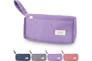 TAIHOBO Piórnik Estetyczny, Piórnik z Tkaniny Sztruksowej, Piórnika z 2 Przegrodami, Piórnik o Dużej Pojemności, Zmywalny Piórnika na Przybory Szkolne i Biurowe (Liliowy)