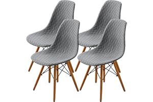 SHENGYIJING Esszimmerstühle Abdeckungen 2/4/6 Stück,Stil Shell Esszimmerstuhl Mid Century Modern Stuhl Sipcover,Gepolsterte Dining Accent Side Stuhlhussen (Hellgrau,4 Pieces)