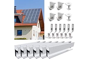 TEOV PV Montageset Ziegeldach Glasziegeldach, Befestigung Solarmodul Halterung mit 30cm Montageschiene und Dachhaken, Solarpa