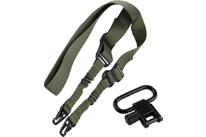 RimFly Correa Ajustable Verde + Riel Enganche para Airsoft y Rifle Pack 2 Táctica Point Sling 2 Puntos Multiusos Armas Cuerda Paintball Cinta de Sujeción Paracord Deportes Aire Libre