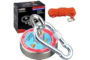 Ulibermagnet aimant néodyme puissant de 100 kg avec corde en nylon de 10 m pour la pêche magnétique, le recyclage, la chasse au Trésor en rivière, en lac
