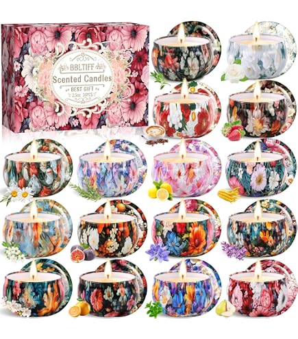 Coffret Bougies Parfumées BBLTIFF - 9 Parfums, Cire De Soja, 16-20h De Combustion