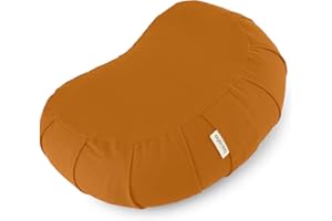 basaho CRESCENT Zafu Meditation Cushion | Organic Cotton | Buckwheat Hulls | Removable Washable Cover