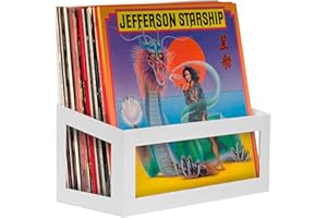 Hudson Hi-Fi Wall Mount Vinyl Record Storage 25-Album Display Holder - White Pearl - One Pack
