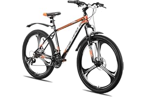 HH HILAND HILAND VTT 26 Pouces pour Adultes, 3/6 Roues à Rayons, 18 Vitesses, pour Homme et Femme, avec Double Frein à Disque, Cadre en Aluminium de 26 Pouces, Noir/Bleu/Orange/Blanc