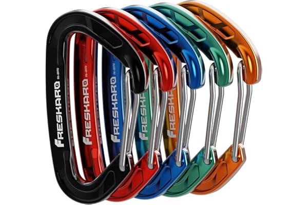 FresKaro 5pcs Mousqueton Dégaines, Aluminium 7075, 8kN-816kg, Mousquetons avec Ressort Acier Inoxydable, Solide Ultra Resistant, pour Clef, Sac à Dos, Randonnée, Mini 6cm, Multi-Couleurs Arc-en-Ciel