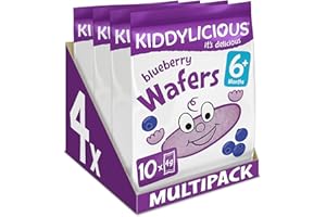 Kiddylicious Blueberry Wafers - Gluten and Dairy Free Kids Snack - Suitable for 6+ Months - 4 x 10 Twin Packs