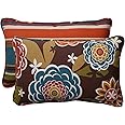 Pillow Perfect Indoor/Outdoor Annie Westport Reversible Corded Rectangular Throw Pillow, Chocolate, Set of 2
