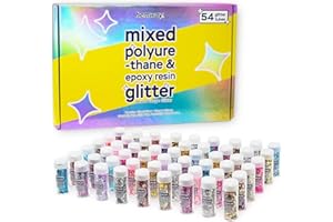 Hemway Mixed Chunky Glitter - 54 x 6g (0.21oz) Polyurethane & Epoxy Glitter Shaker Set, Multi-Purpose Assorted Shaped Colour Glitter Mixes for Resin Crafts, Jewellery Making, Tumblers, Decorations