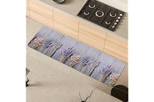 Comart - Tappeto Cucina Austin - Impermeabile - Antiscivolo - Antimacchia - Lavabile in Lavatrice - Passatoia in Poliestere - per Corridoio e Cucina - Made in Italy - Lavanda Francia - 50x170 cm
